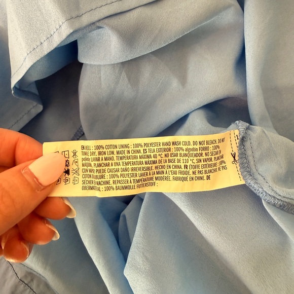 English Factory Blue Ruffled Sleeve Top, Size S - Picture 5 of 6